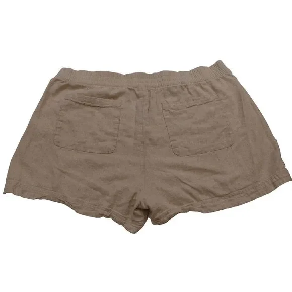 Old Navy Flax Linen Blend Shorts Women’s XL Elastic High Waist Oatmeal Pull On - Picture 2 of 13